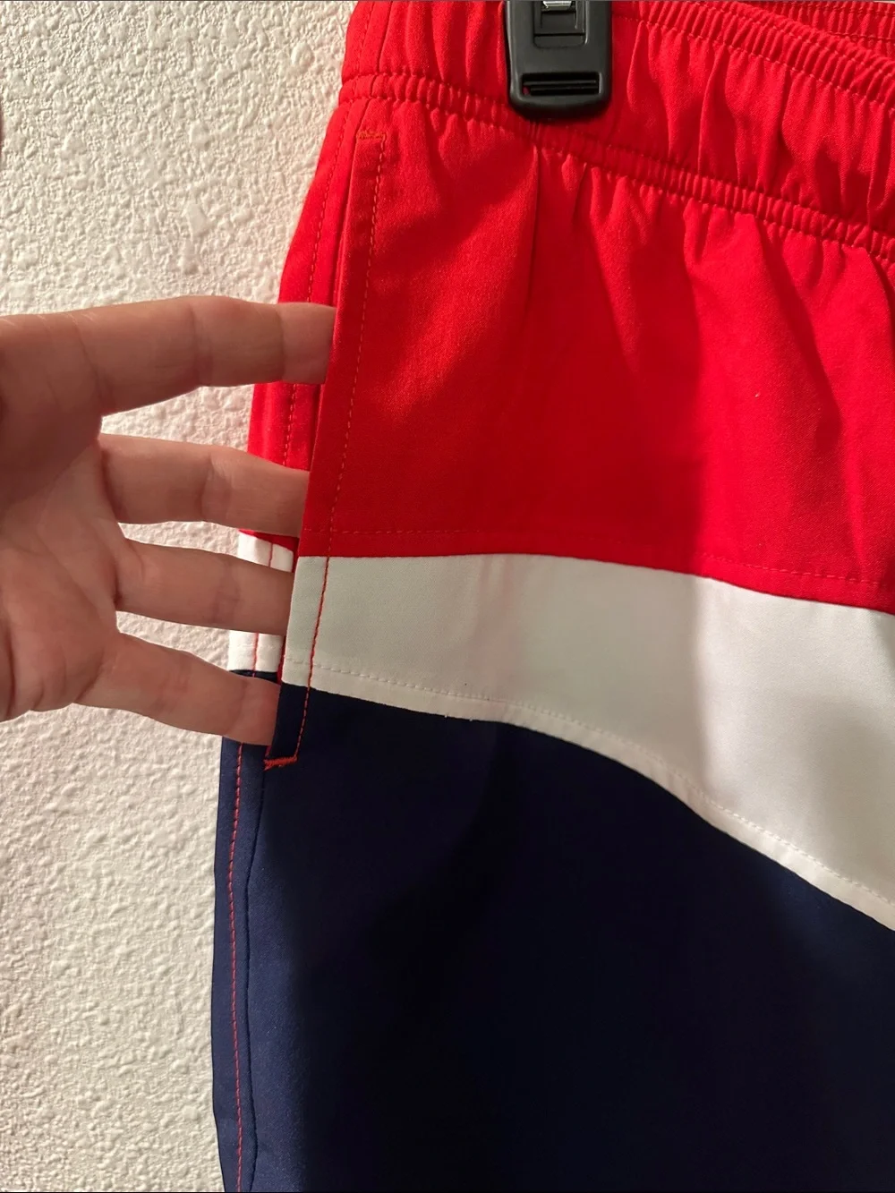 Speedo Red White Navy Colorblock Swim Trunks